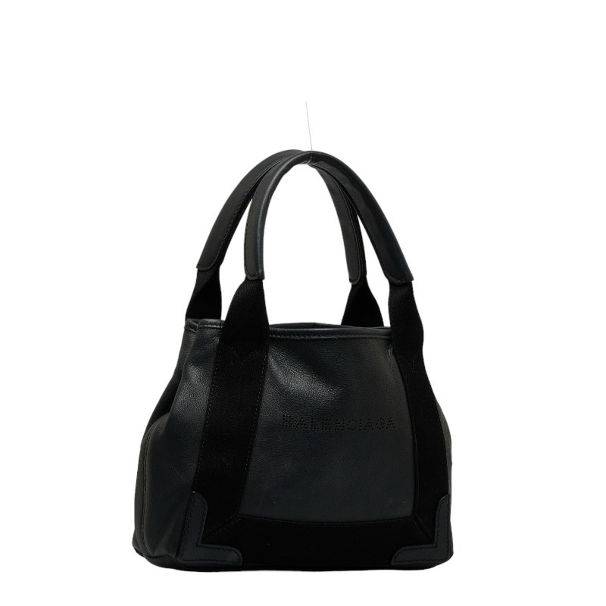 Balenciaga Navy Cabas XS Handbag Shoulder Bag 390346 Black Leather Women's BALENCIAGA
