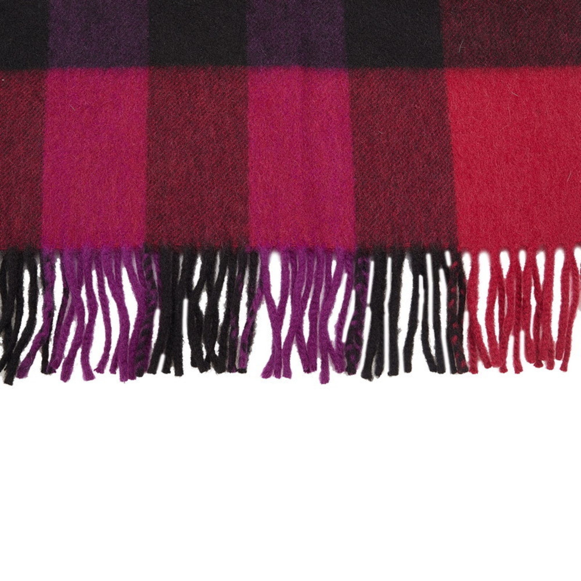 Burberry Check Scarf Red Purple Cashmere Women's BURBERRY