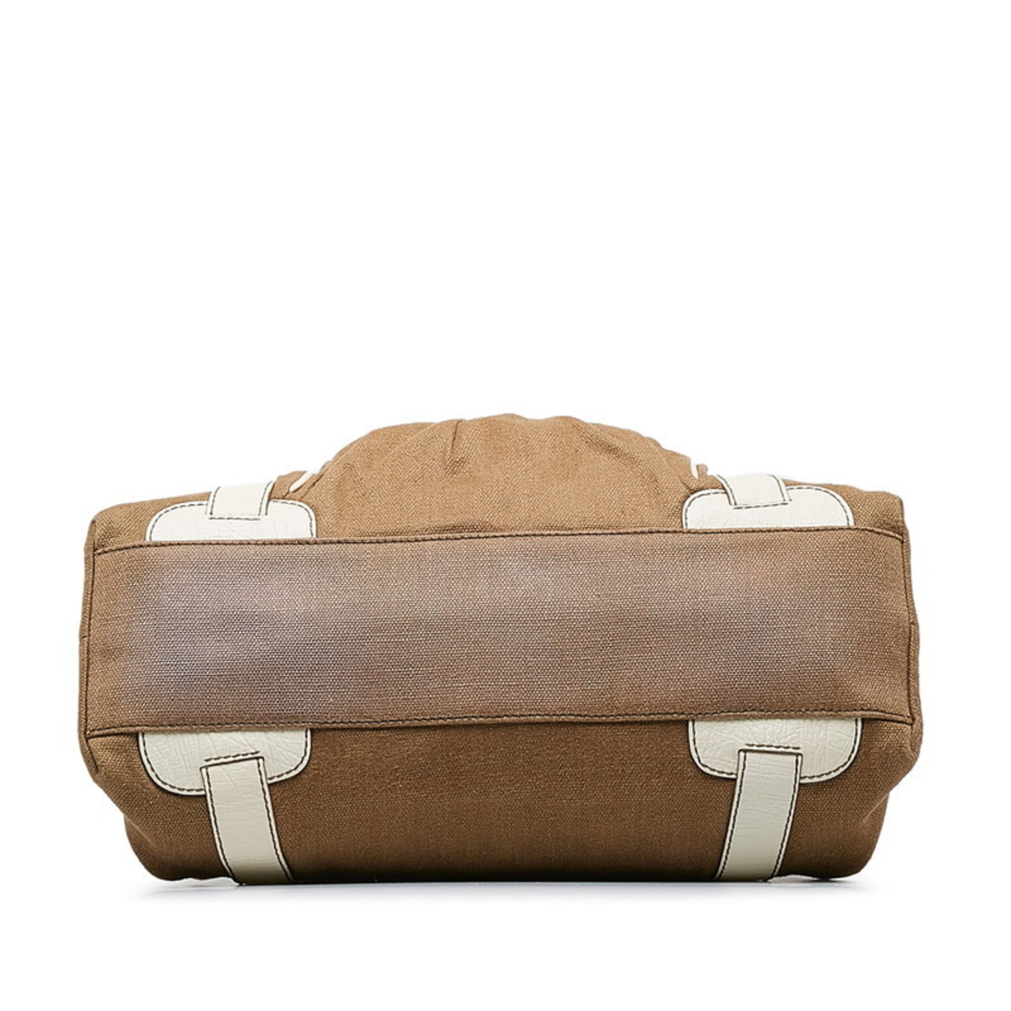 Celine Handbag SC-SA-1016 Brown White Canvas Leather Women's CELINE