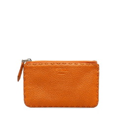 Fendi Selleria Coin Case 8AP147 Orange Leather Ladies FENDI