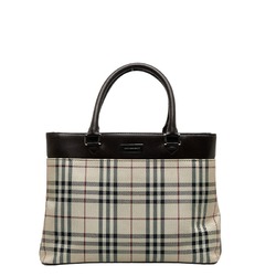 Burberry Nova Check Tote Bag Beige Brown Canvas Leather Women's BURBERRY