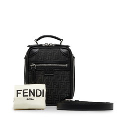 FENDI Zucchino Handbag Shoulder Bag 7VA542 Black Canvas Leather Women's