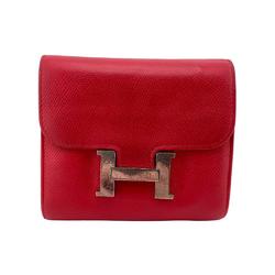 HERMES Constance Compact H Hardware Bifold Wallet Red Women's Z0004867