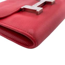 HERMES Constance Compact H Hardware Bifold Wallet Red Women's Z0004867