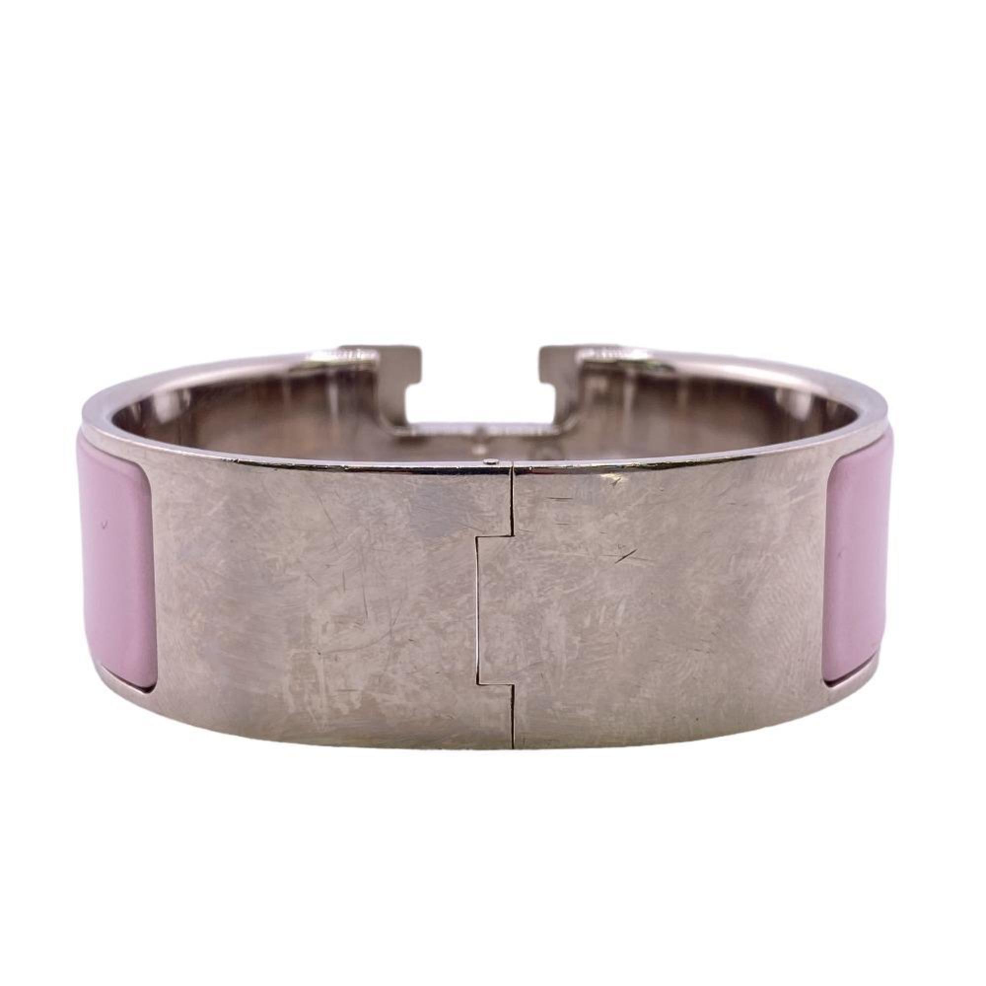 HERMES Click Crack GM H Bangle Bracelet Pink Ladies Z0005114