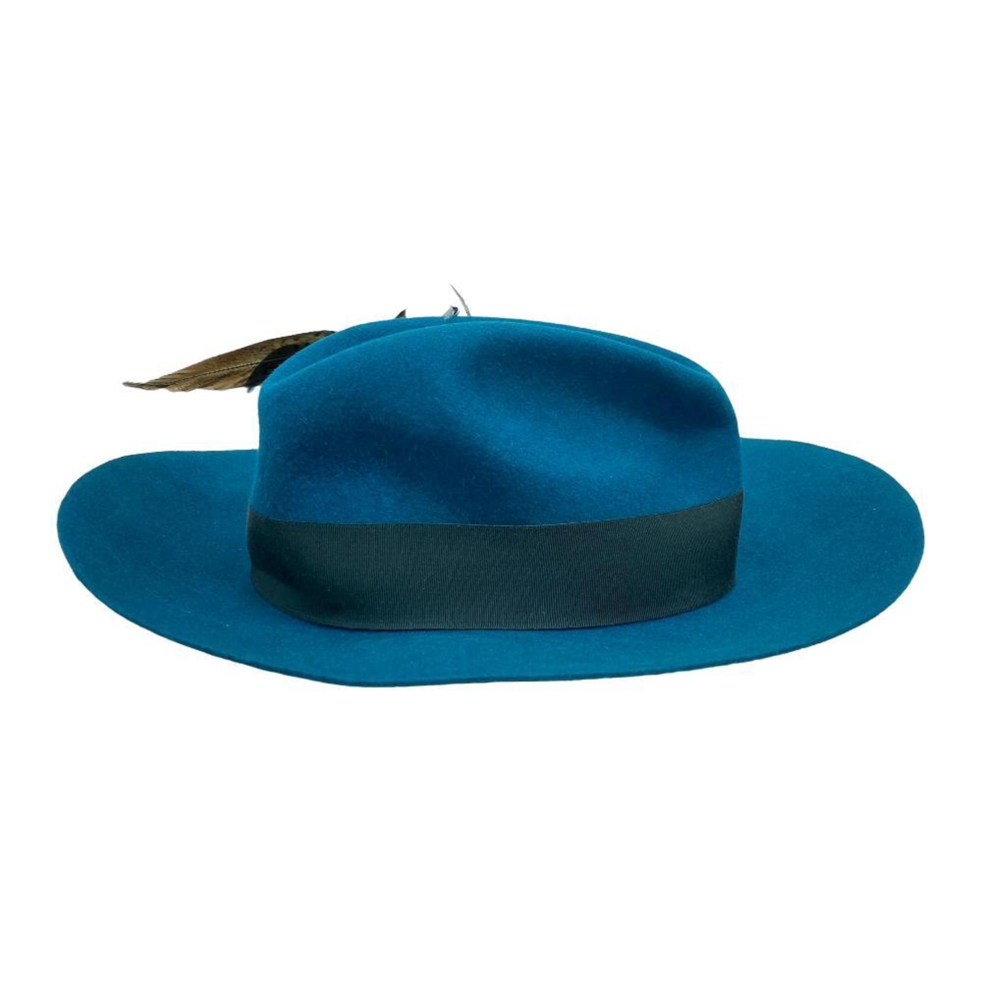 GUCCI Feather Ribbon Centerfold Hat Turquoise Men's Women's Z0005011
