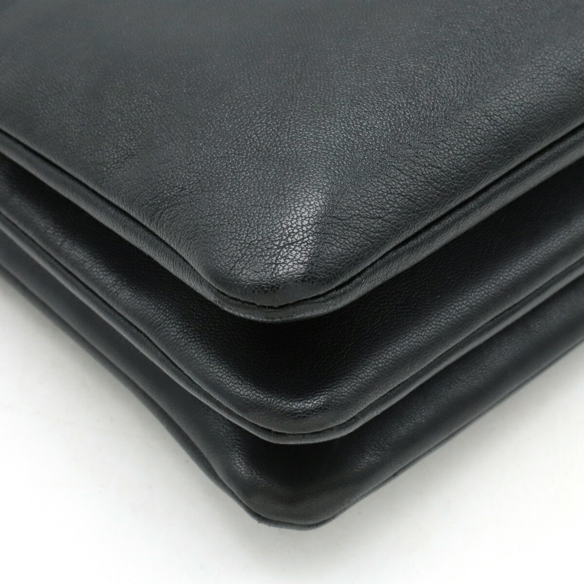 CELINE Celine Trio Small Shoulder Bag Pochette Pouch Lambskin Leather Black 165113ETA