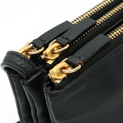 CELINE Celine Trio Small Shoulder Bag Pochette Pouch Lambskin Leather Black 165113ETA