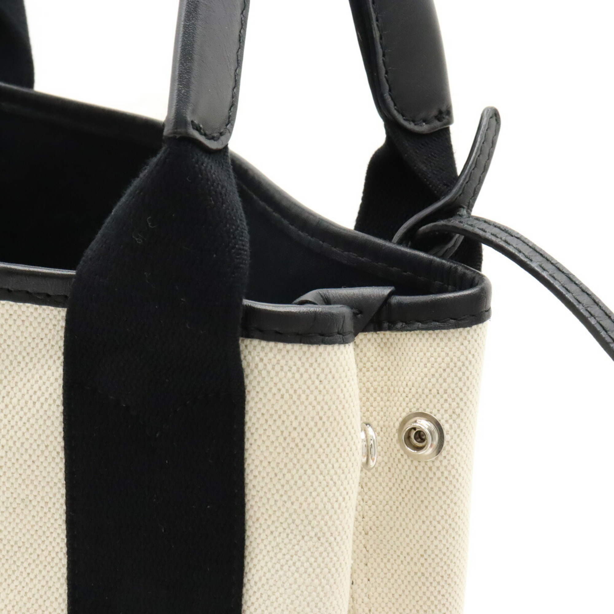 BALENCIAGA Navy Cabas XS Handbag Tote Bag Shoulder Canvas Ivory Black 390346