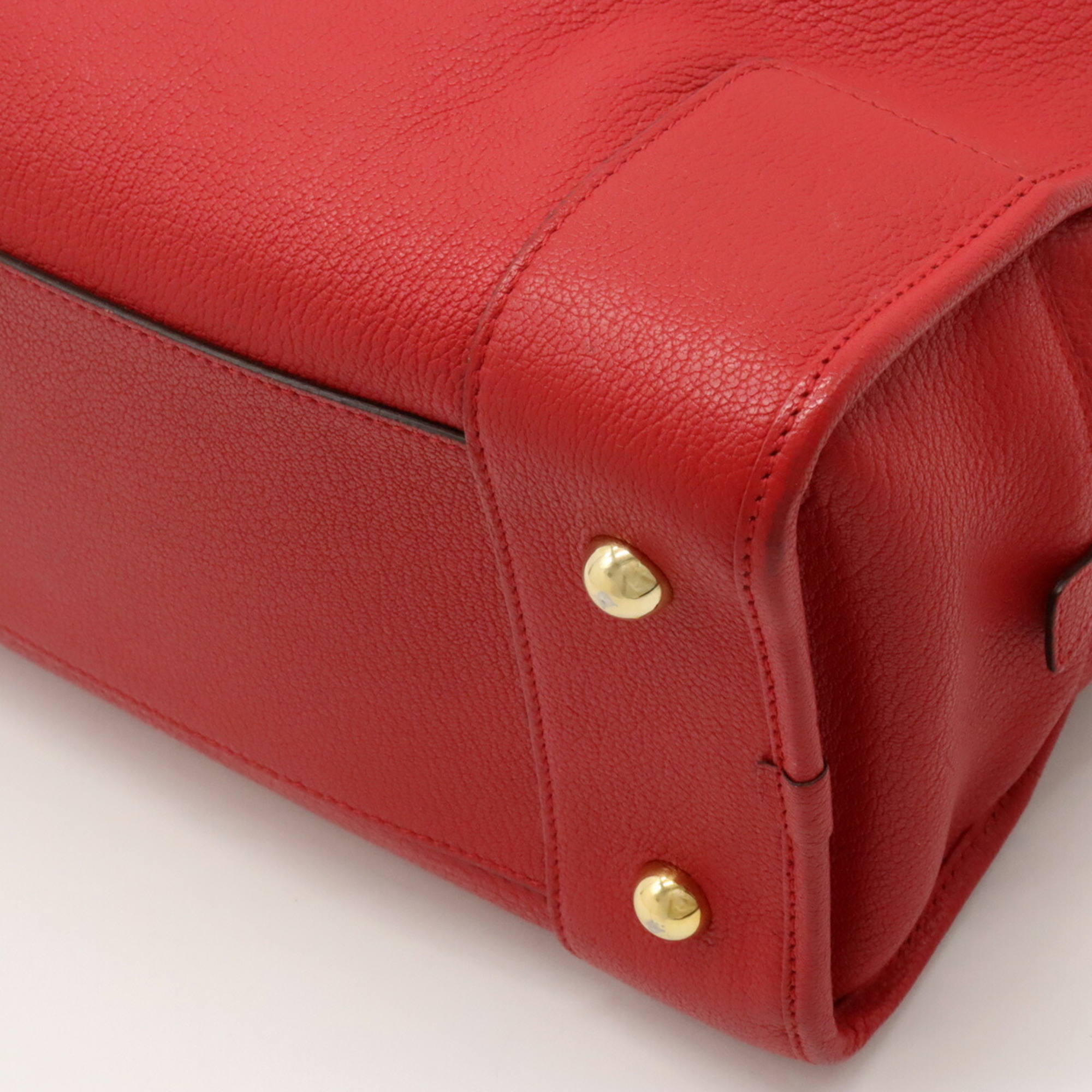 LOEWE Amazona 36 Anagram Handbag Boston Bag Leather Red 352.79.A22