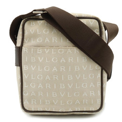 BVLGARI Bulgari Mania Shoulder Bag Pochette Canvas Leather Beige Dark Brown 22653