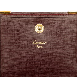 Cartier Mustline Coin Case Wine Red Bordeaux Leather Ladies CARTIER