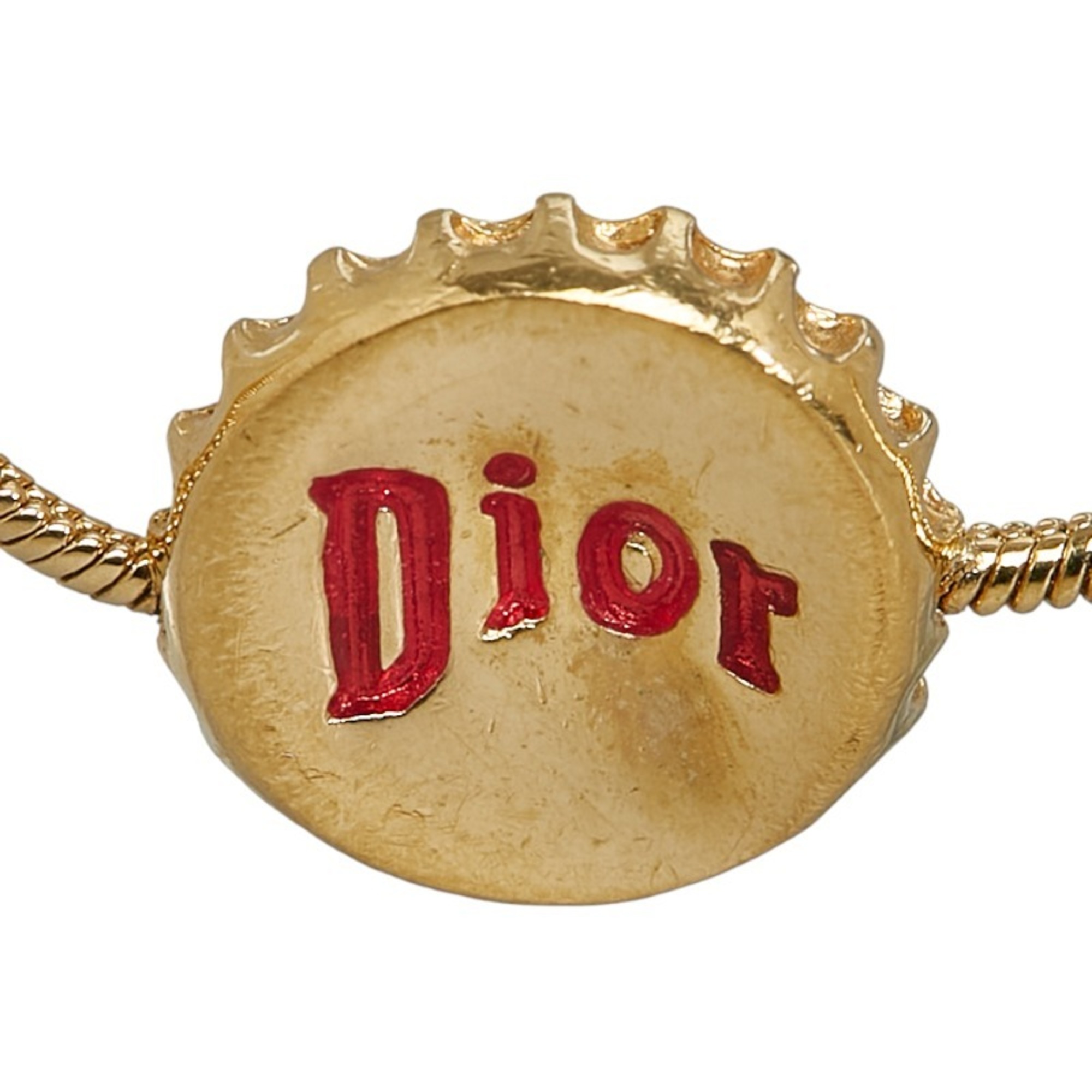 Christian Dior Dior Bottle Cap Lid Motif Bracelet Gold Plated Ladies