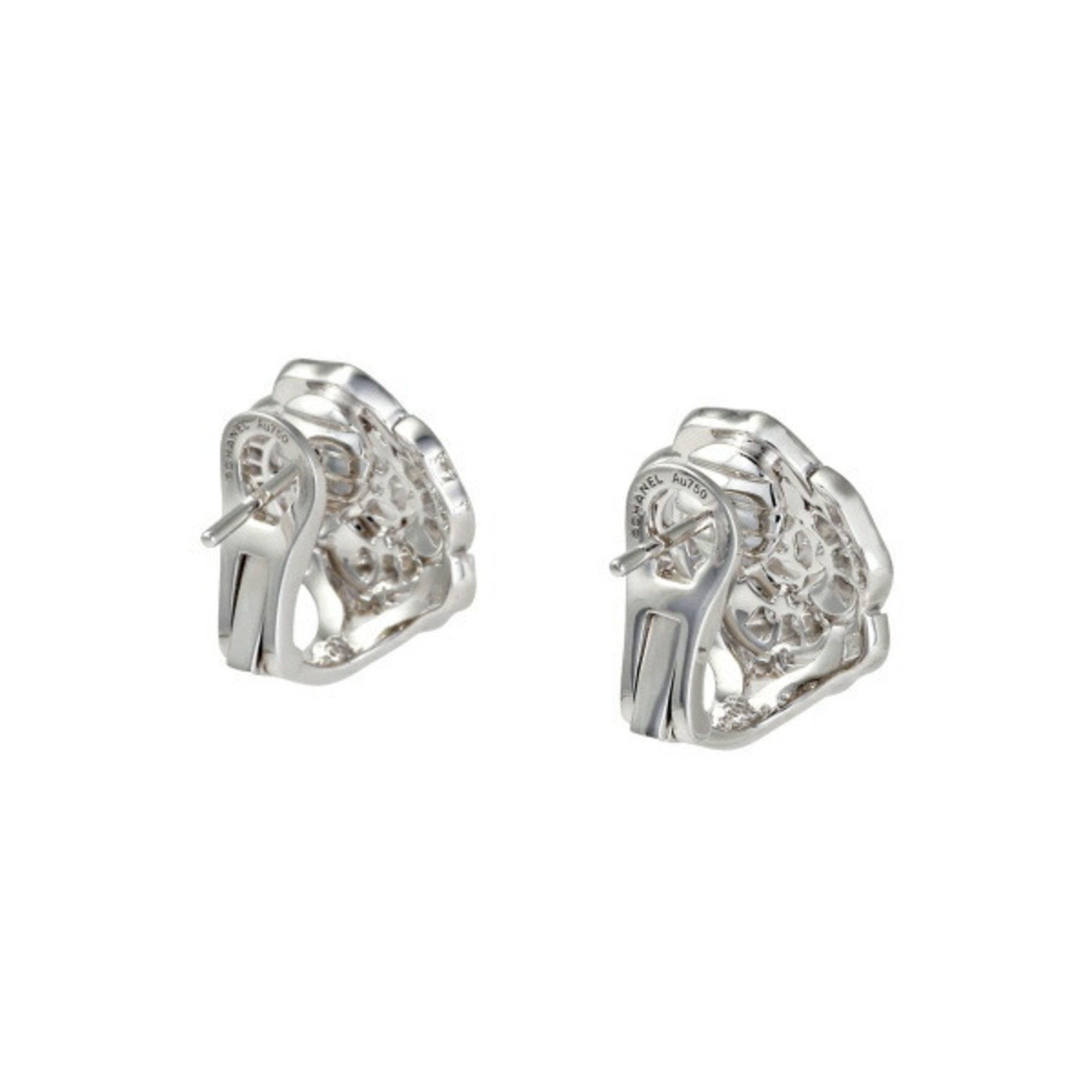 Chanel Camellia K18WG white gold earrings