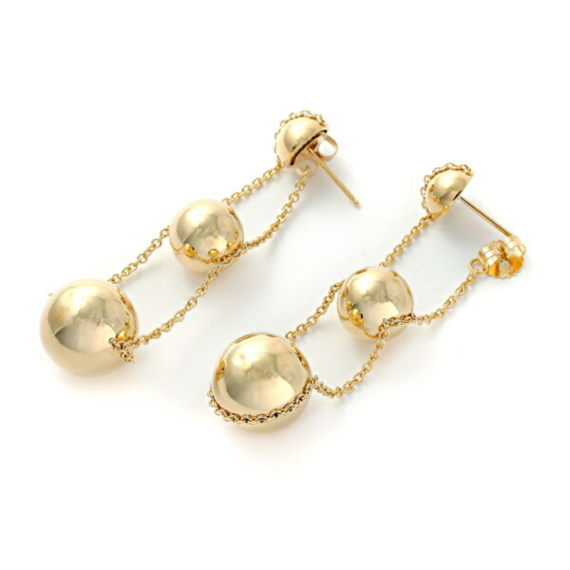 Tiffany Triple Drop Hardware K18YG Yellow Gold Earrings