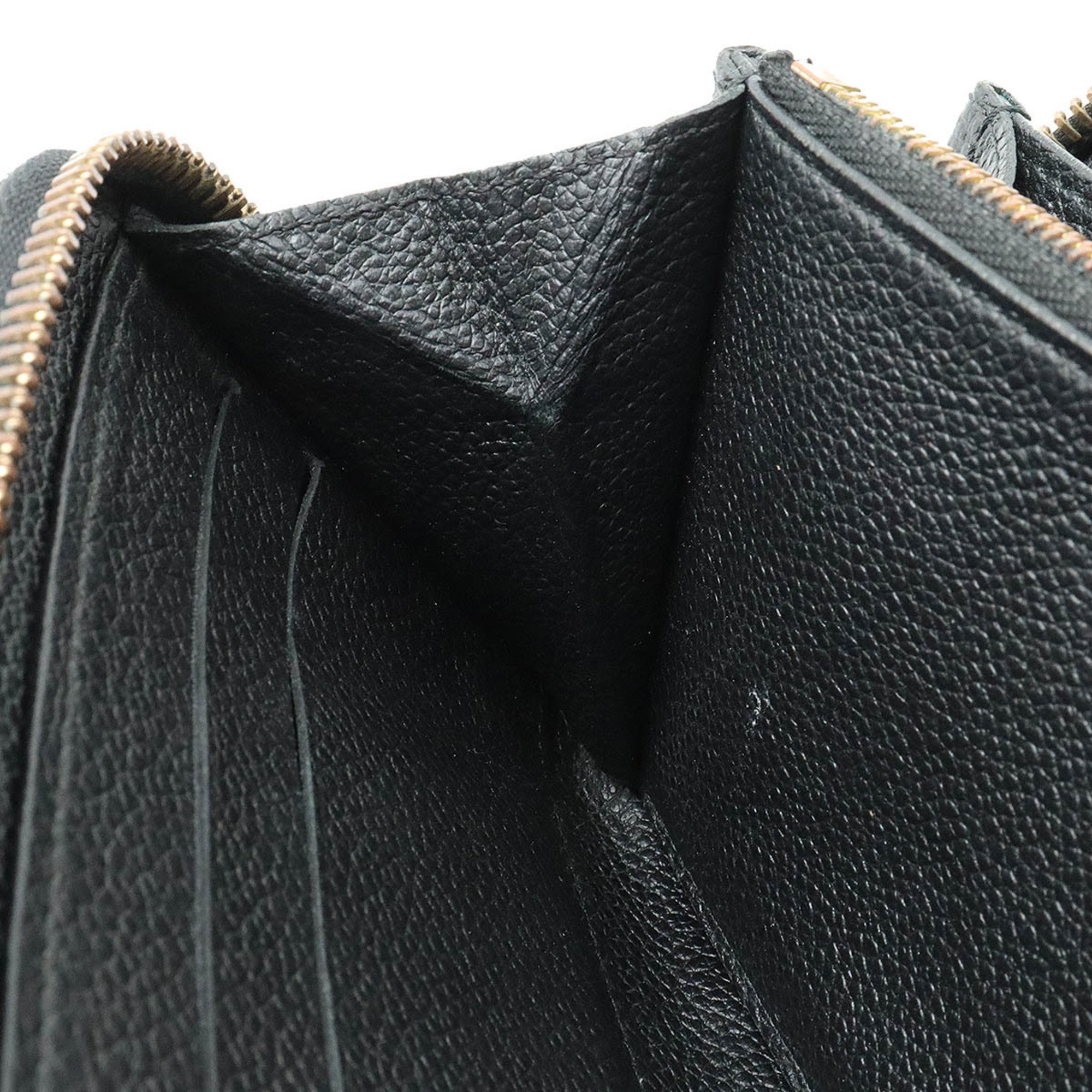 LOUIS VUITTON Monogram Empreinte Zippy Wallet Round Long Leather Noir Black M60571