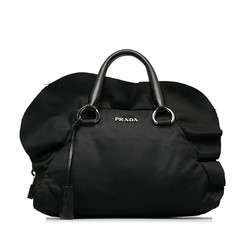 Prada Frill Handbag BL0546 Black Nylon Women's PRADA