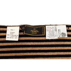 FENDI Zucca Striped Muffler Brown Beige Wool Women's