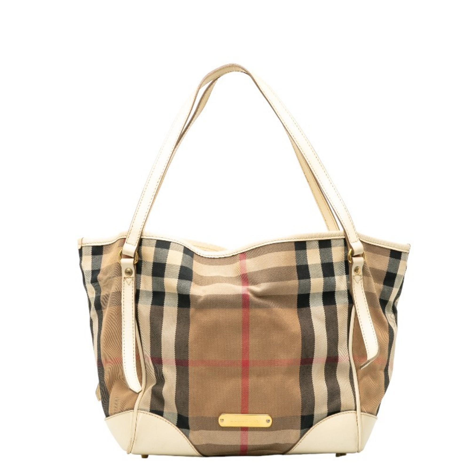 Burberry Nova Check Tote Bag Brown Multicolor Canvas Leather Women's BURBERRY