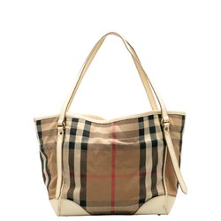 Burberry Nova Check Tote Bag Brown Multicolor Canvas Leather Women's BURBERRY