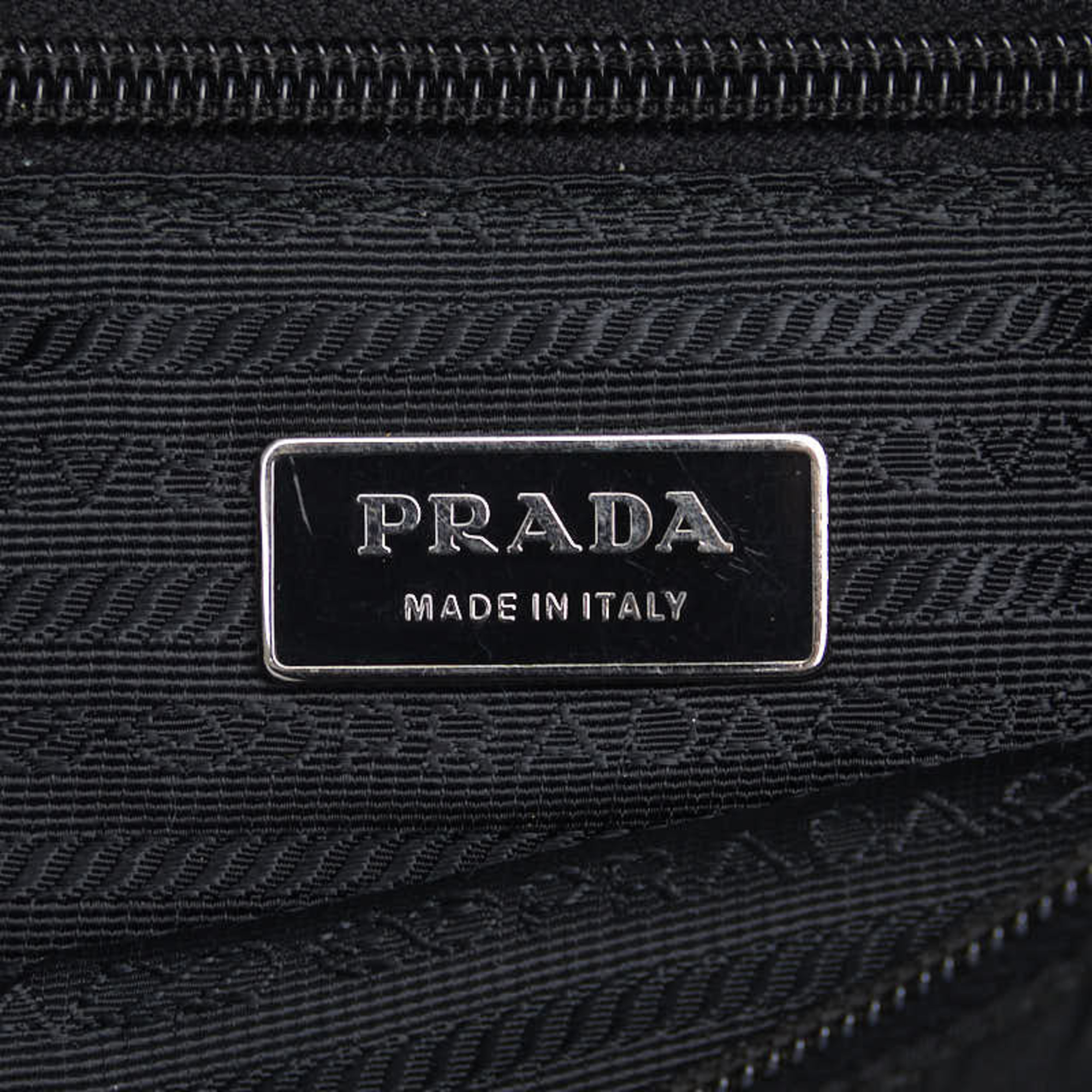 Prada Triangle Plate Tessuto Shoulder Bag VA0053 Black Nylon Leather Women's PRADA