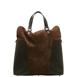 LOEWE Anagram Handbag Tote Bag Brown Suede Leather Ladies