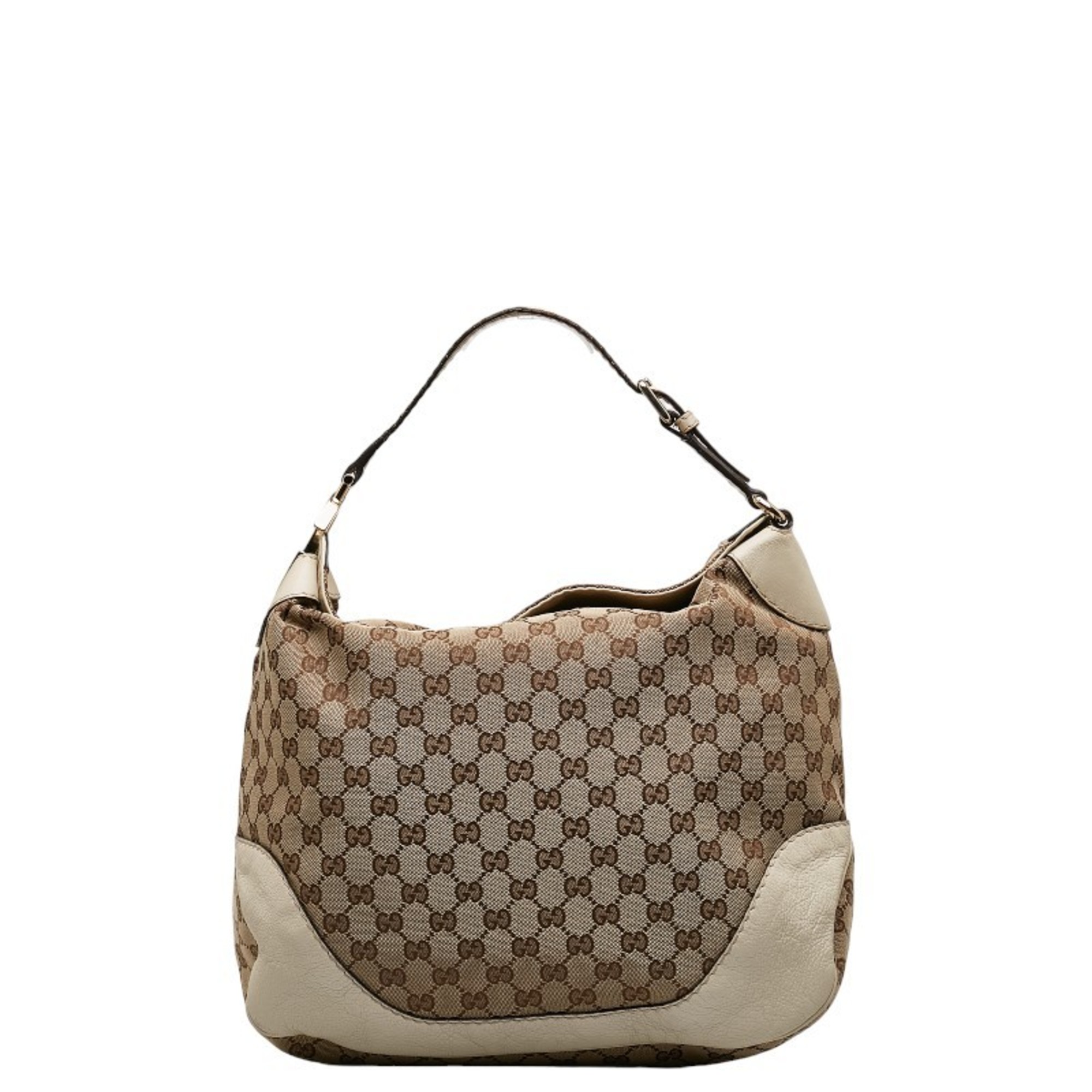 Gucci GG Canvas Charlotte Bag 203506 Beige White Leather Women's GUCCI