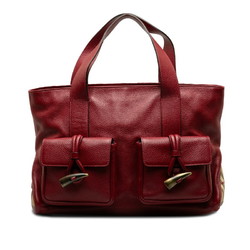Burberry Nova Check Shadow Horse Handbag Tote Bag Red PVC Leather Women's BURBERRY