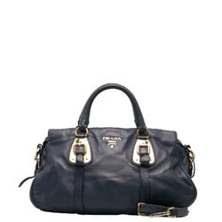 Prada handbag shoulder bag blue leather ladies PRADA