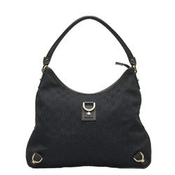 Gucci GG Canvas Abbey Bag 130737 Black Leather Women's GUCCI