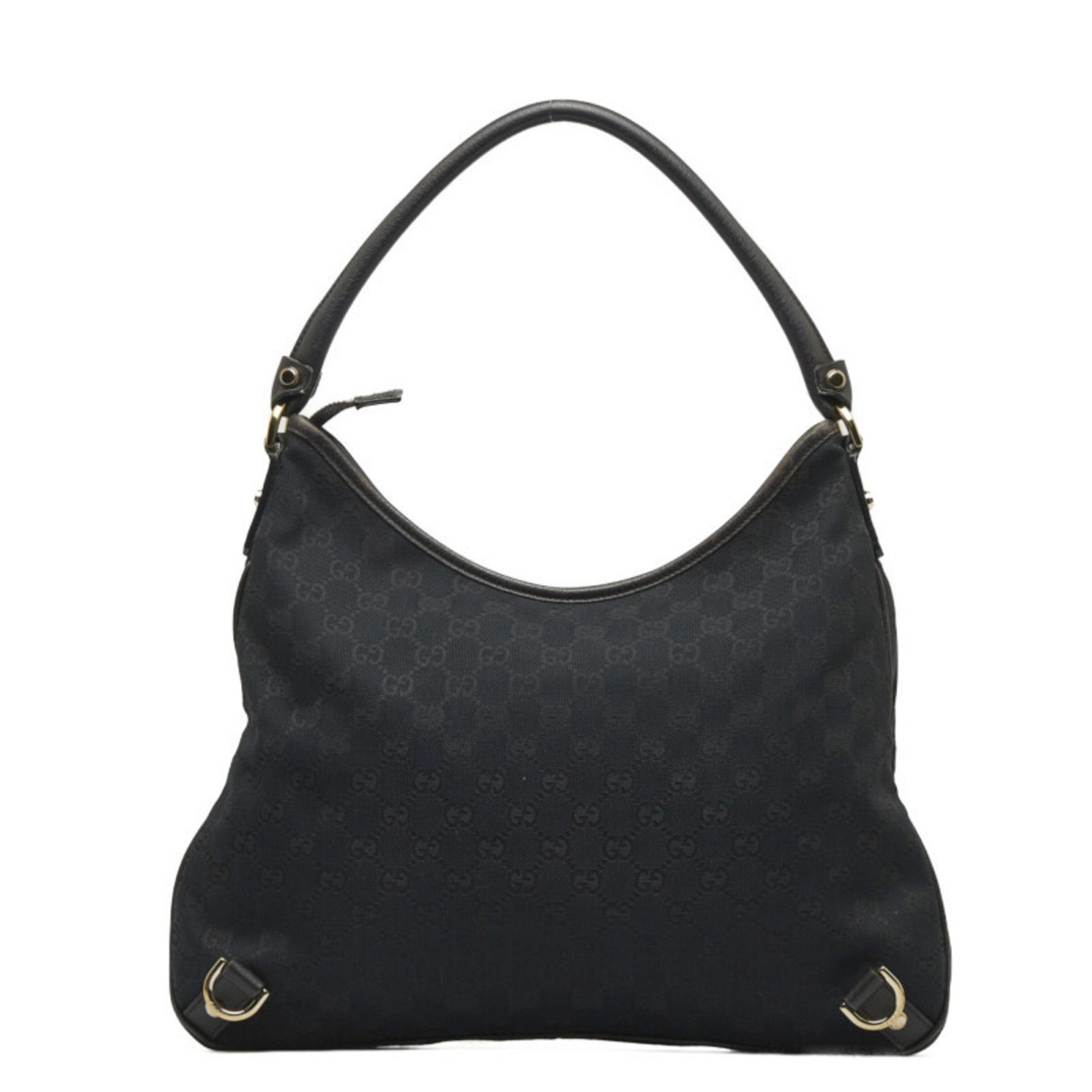 Gucci GG Canvas Abbey Bag 130737 Black Leather Women's GUCCI