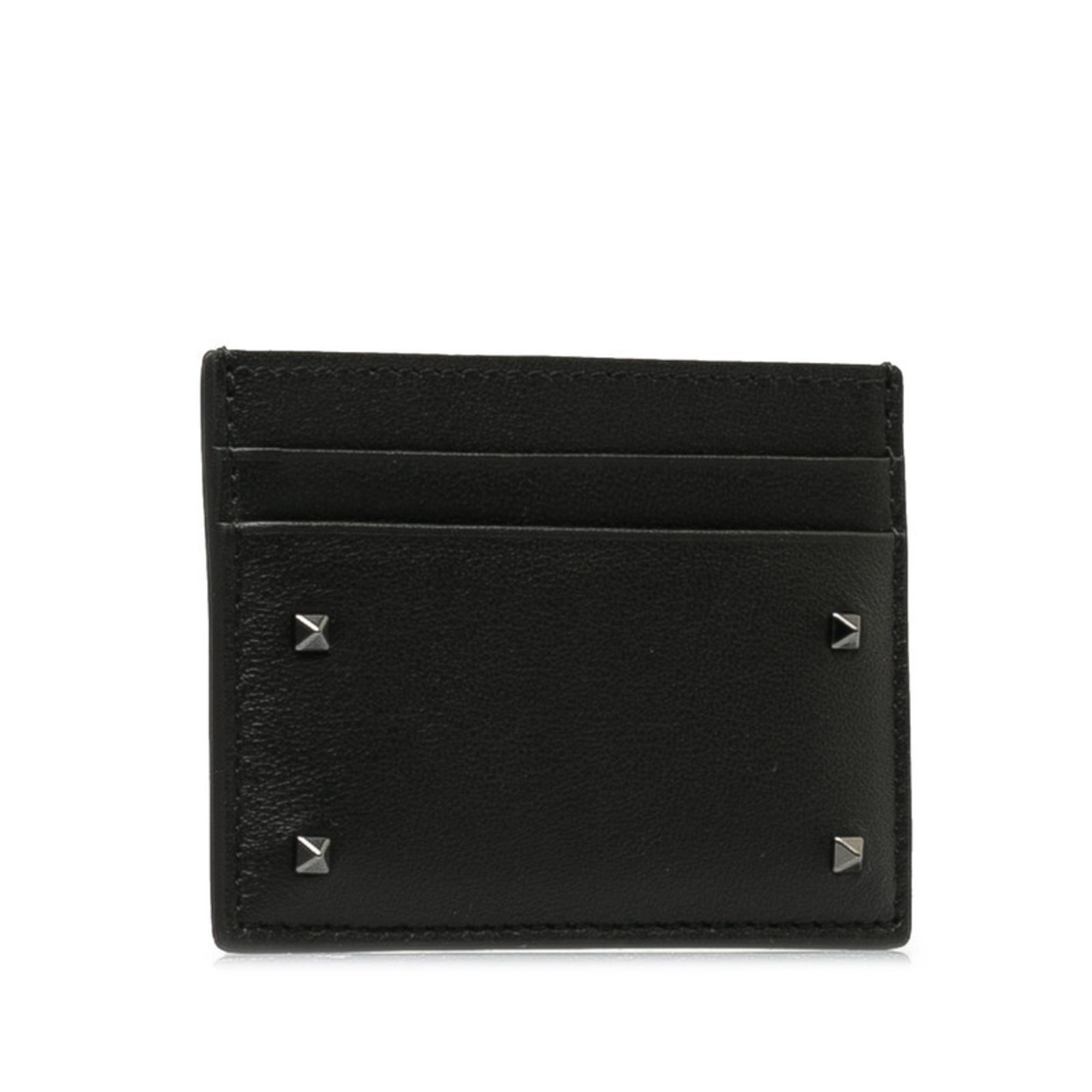 Valentino Rockstud Card Case Pass Black Leather Ladies VALENTINO
