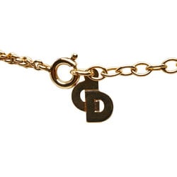 Christian Dior Dior Rhinestone Necklace Gold Plated Women's