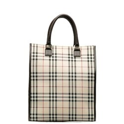 Burberry Nova Check Handbag Tote Bag Beige Brown Canvas Leather Women's BURBERRY