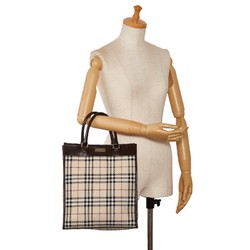 Burberry Nova Check Handbag Tote Bag Beige Brown Canvas Leather Women's BURBERRY