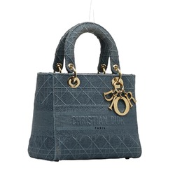 Christian Dior Dior LADY D LITE Lady Light Handbag Shoulder Bag Blue Canvas Ladies