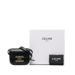 Celine Claude Triomphe Shoulder Bag Pouch 10I513DPV.38NO Black Shiny Calfskin Women's CELINE