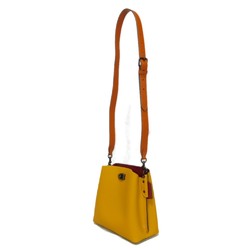 Coach COACH Shoulder Bag Willow Bucket C Multi Dark Yellow Brown Bordeaux Color Block Flux C3766 Women's