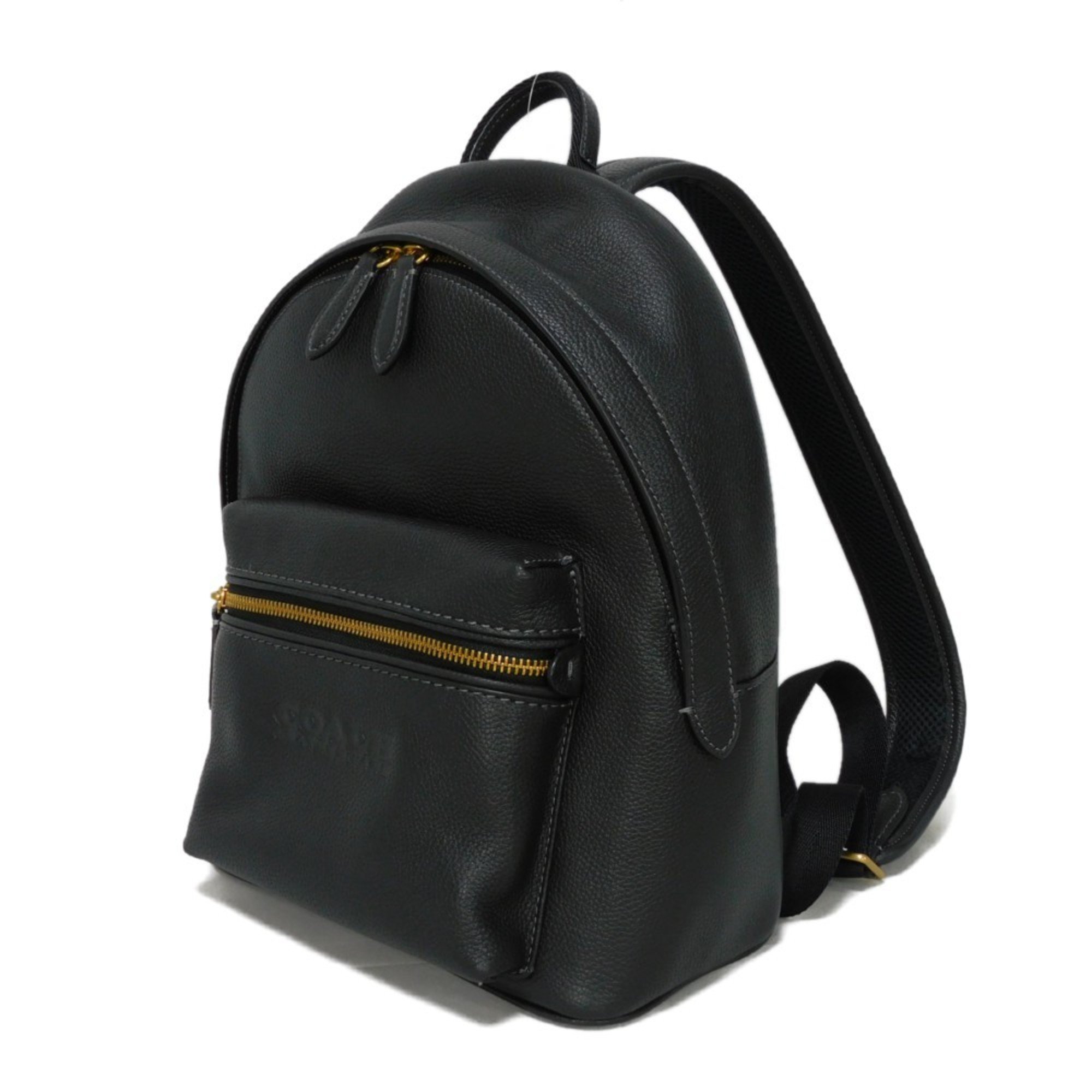 Coach COACH Rucksack Backpack Charter Daypack 24 Pebbled Leather Calf Embossed Black C8472 Women's Bag