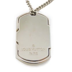 LOUIS VUITTON Necklace Collier Plaque LV Locket Pendant Black Gray Monogram Eclipse Noir M63640 Men's