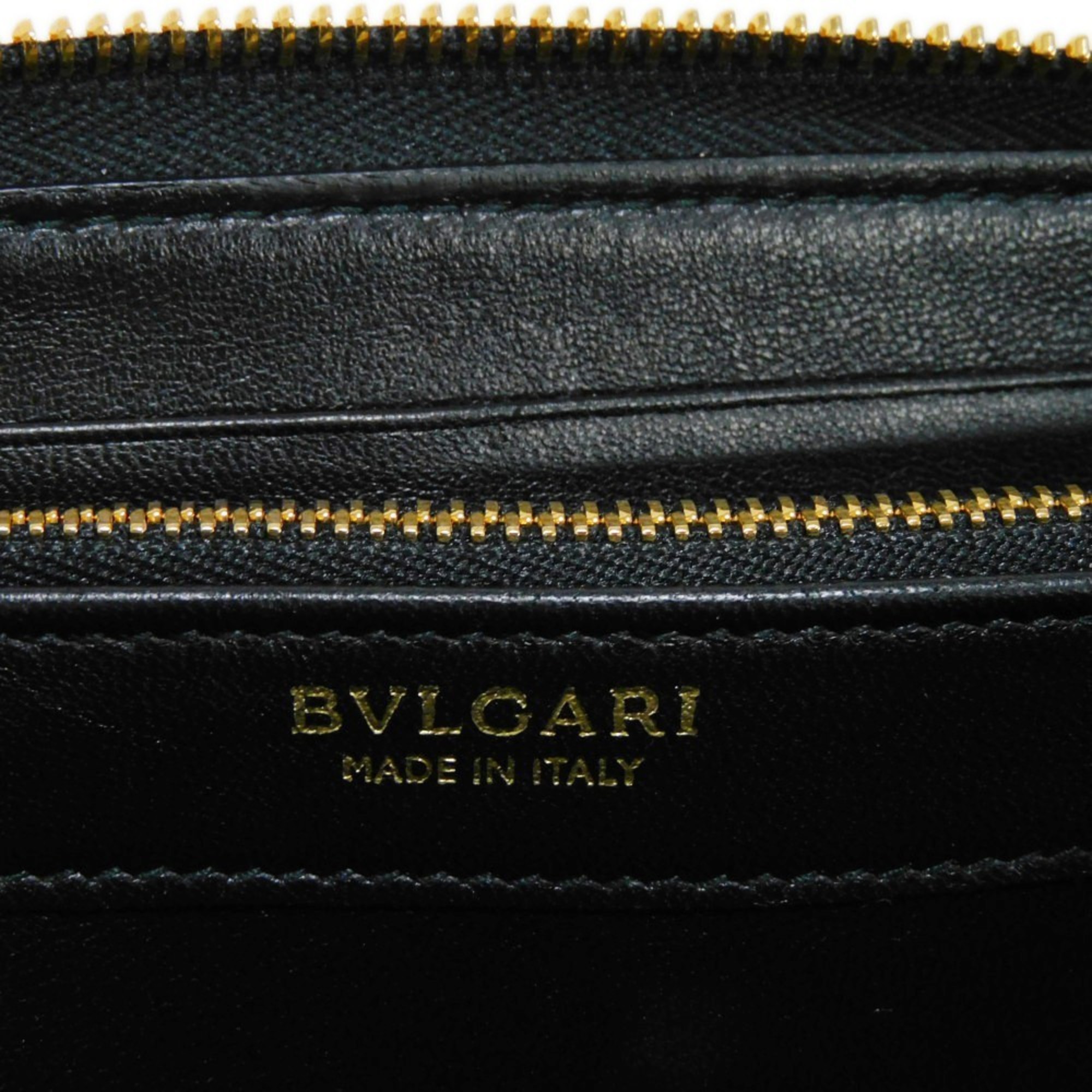 Bulgari BVLGARI Long Wallet Zip Charm Grain Calf RFID Bvlgari Black 280561 Men Women