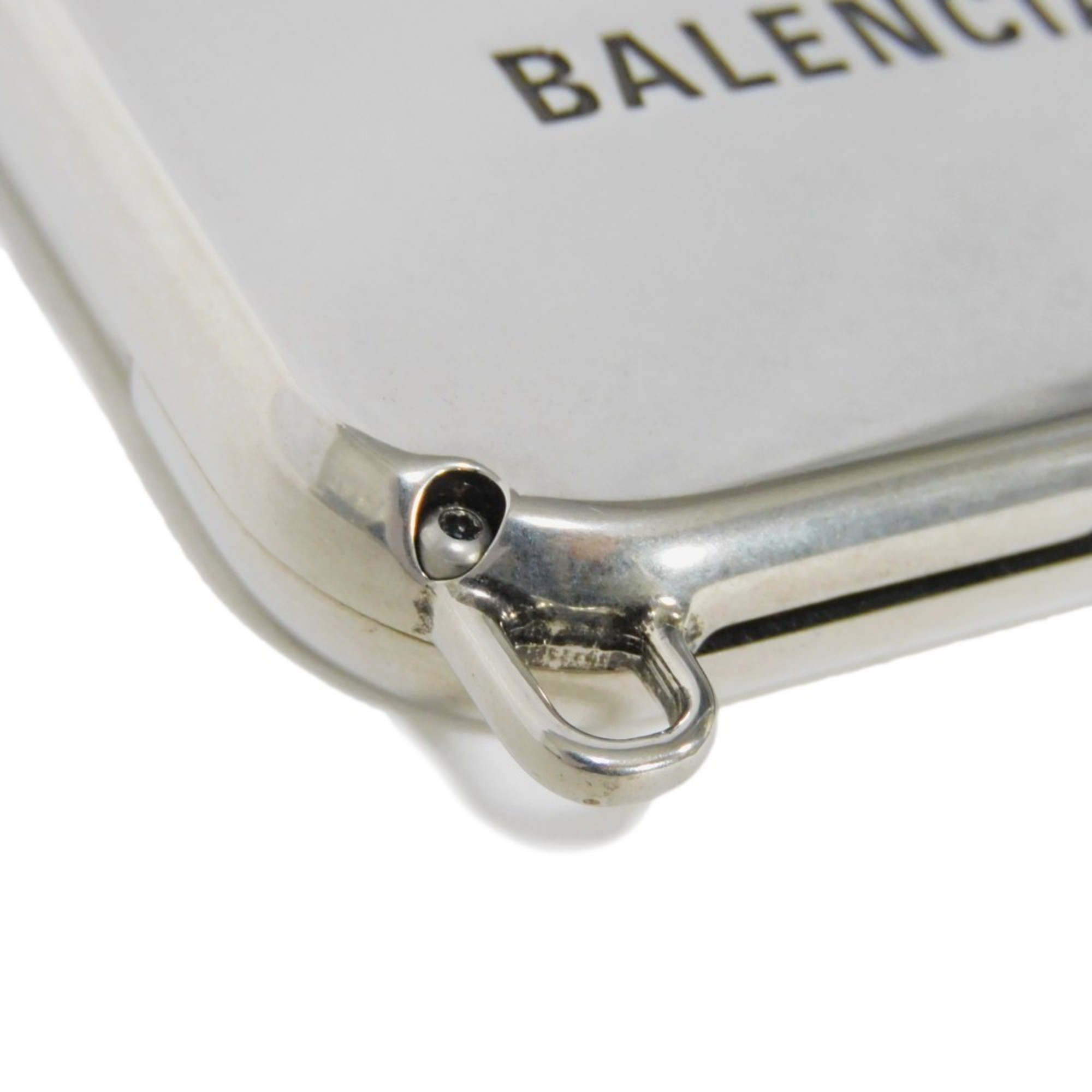 BALENCIAGA Smartphone Case iPhone 12 Chain Black New Embossed Metal Silver 667591 JFC1Y 8122 Men's Women's