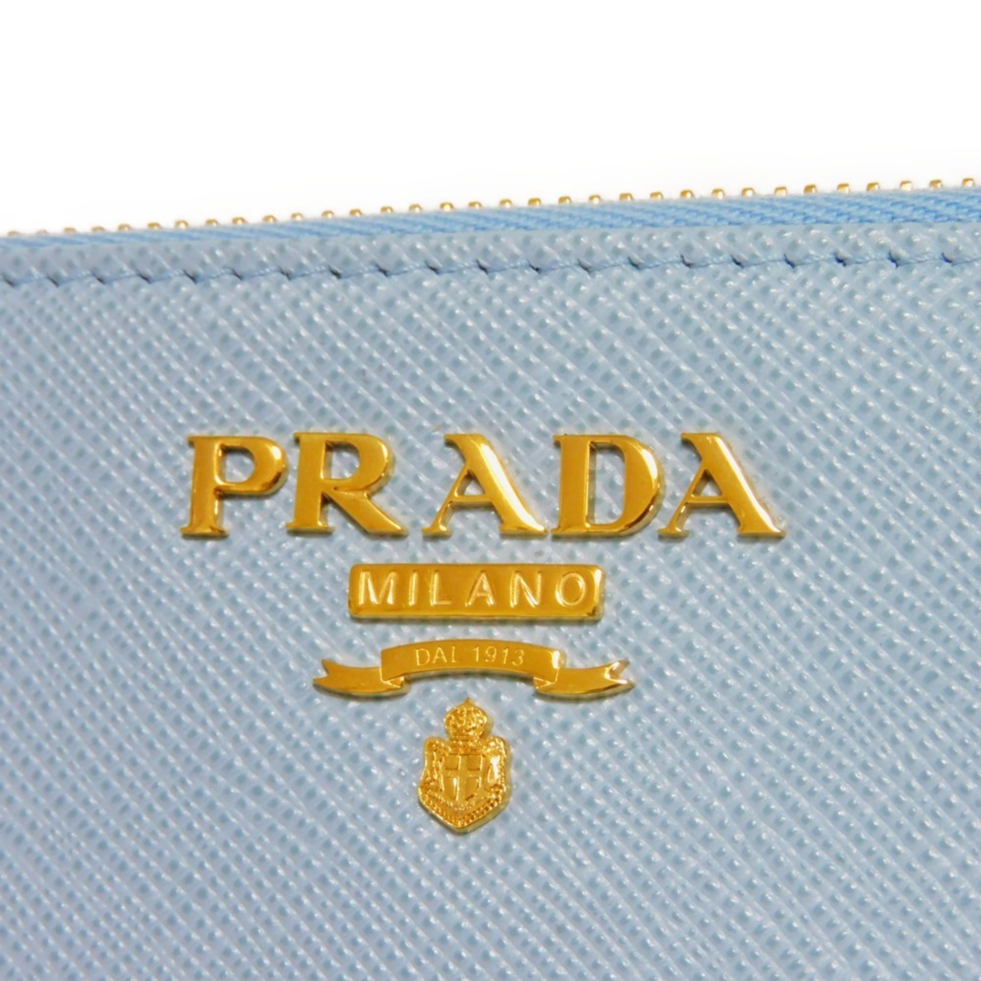 PRADA Wallet/Coin Case Saffiano Martic Card Holder Light Blue Multicolor Current Metal 1MC086 ZLP F02T0 Men's Women's