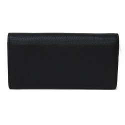 Chloé Chloe Long Wallet Georgia W Flap Grain Calf Beige Bifold Embossed Black 6SP284 Women's