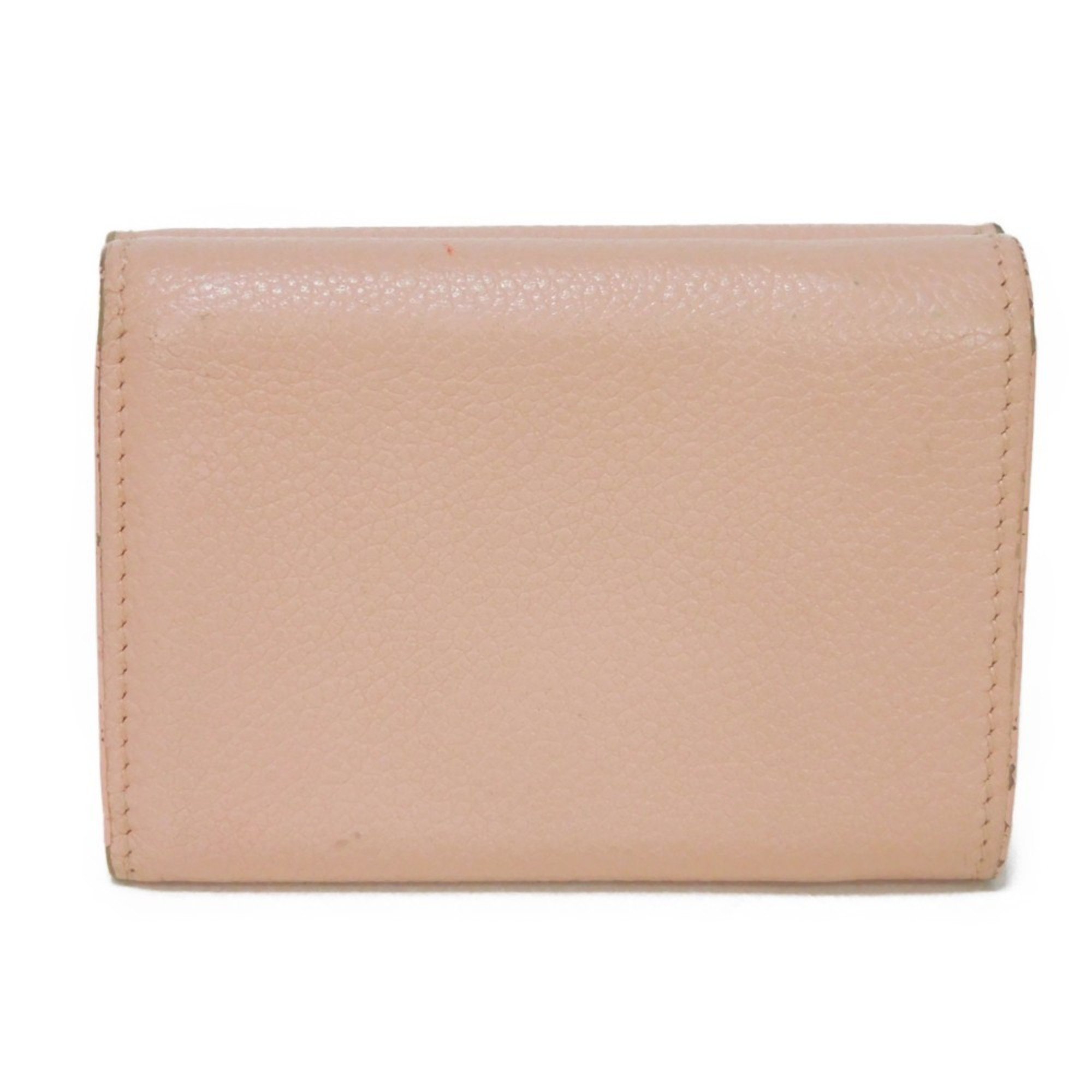 Saint Laurent SAINT LAURENT Trifold Wallet Tiny Foil Stamping Light Pink Compact 459784 Women's