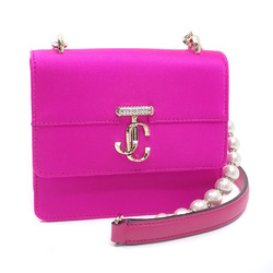 Jimmy Choo Shoulder Bag Varenne Women's Pink Satin Faux Pearl 2022 VARENNE QUAD/XS Fuchsia A210541