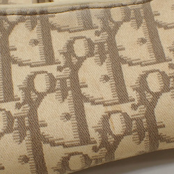 Christian Dior Handbag Saddle Bag Women's Beige Canvas Leather Trotter Flower A2229878