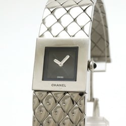CHANEL Matelasse Black Dial SS Women's Quartz Watch H0009