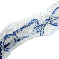 Hermes Scarf Muffler Twilly Women's Silk Blue White 2023 Do Re Boucles Broderie Anglaise 041943