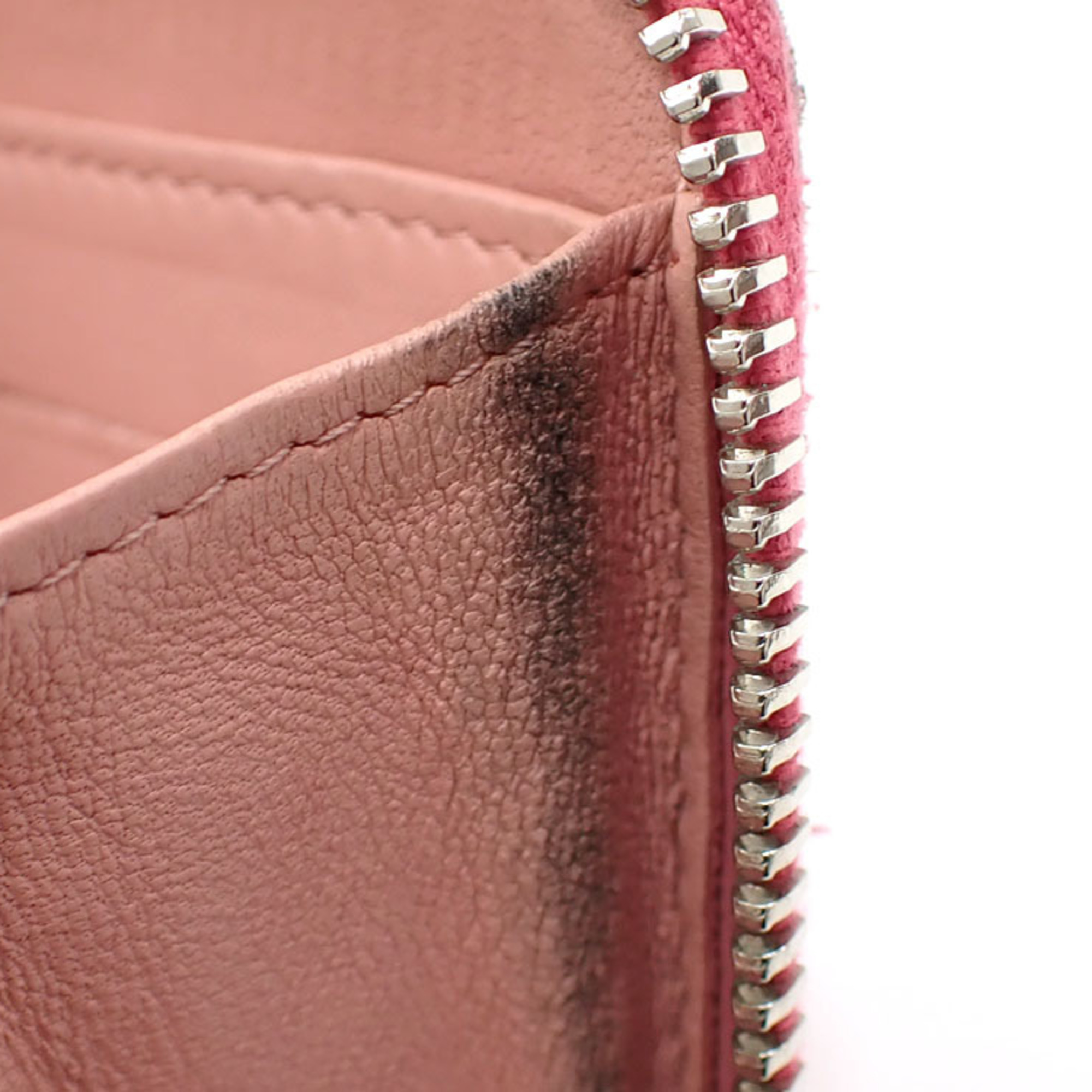 Chanel Round Long Wallet Women's Pink Lambskin Camellia A210809